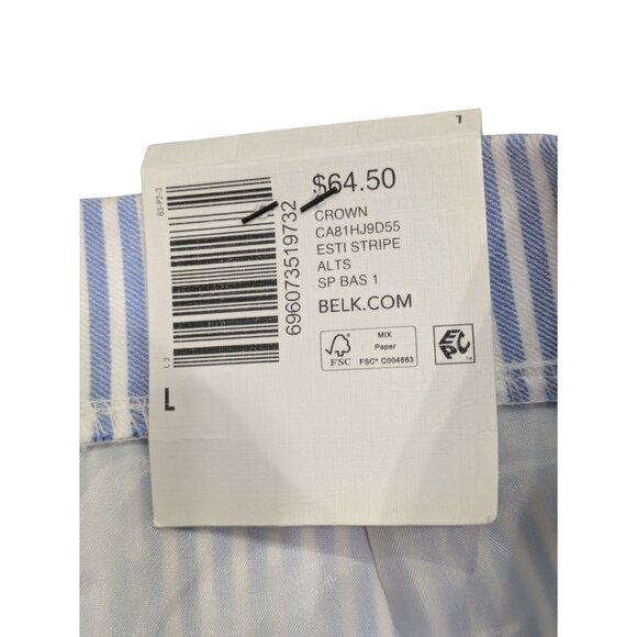 Crown & Ivy Womens Blue/White Striped Pants L Elastic Waist Rayon Blend - Picture 3 of 7